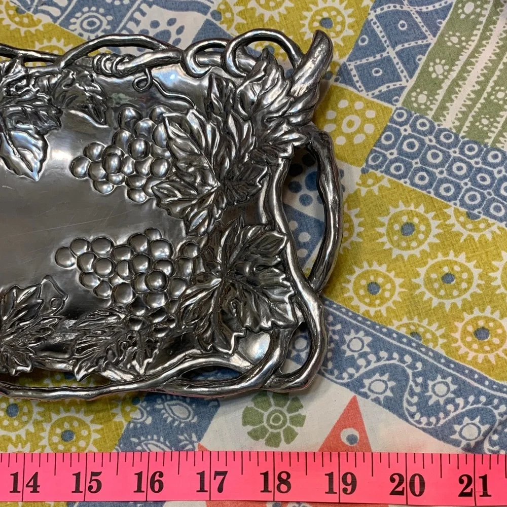 Vintage Arthur Court 1995 Silver Rectangular Grape Motif Tray - Picture 13 of 14